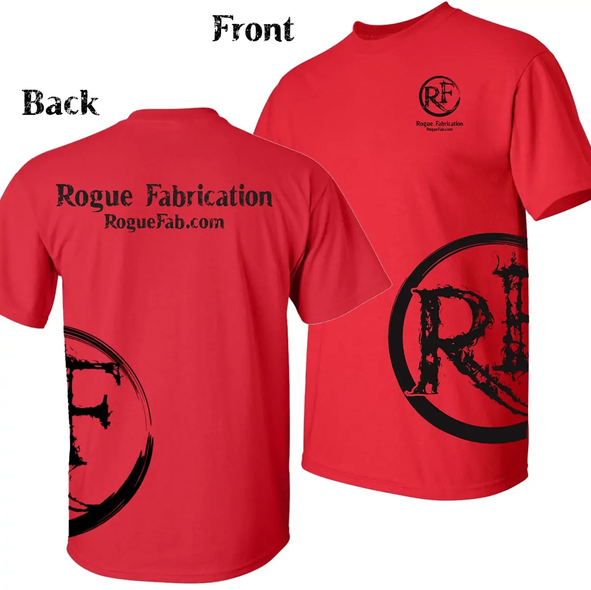 RogueFab T-Shirt - Side print RF Logo on RED